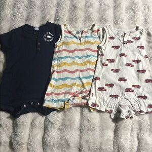 Old Navy Baby Rompers, Two Cream and One Navy. Size 18-24m